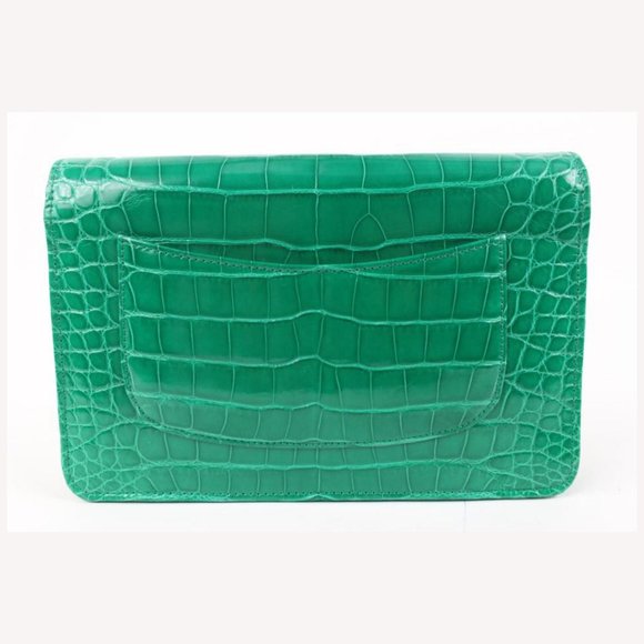 Chanel Ultra Rare Emerald Green Alligator Wallet on Chain SHW WOC 46cz414s - Picture 7 of 12